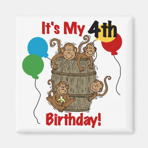 Aimant Baril des singes 4e anniversaire
