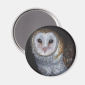 Aimant Barn Owl Bird Art de peinture original (Recto/Verso)