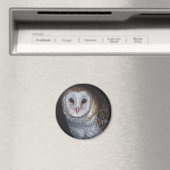 Aimant Barn Owl Bird Art de peinture original (In Situ (Lave-vaisselle))