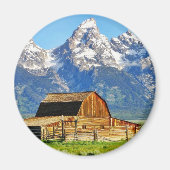 Aimant Barns Grand Tetons Mountains (Devant)