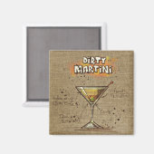 Aimant Barre de recette de martini sale Burlap (Recto/Verso)
