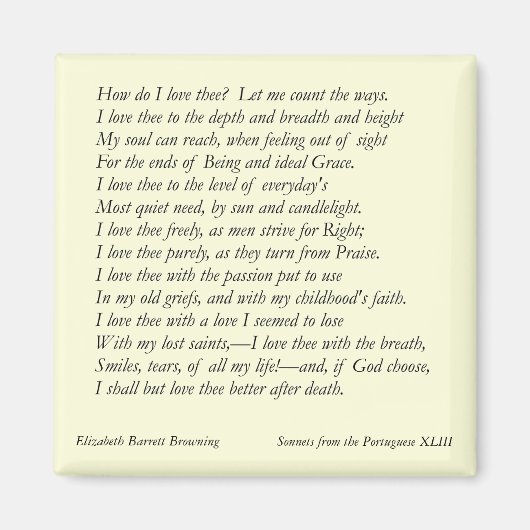 Aimant Barrett Browning - Sonnets du Portugais #43 (Devant)