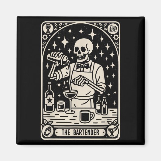 Aimant Bartender Tarot Card Halloween Mixologue Barm (Devant)