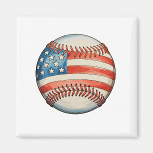 Aimant Base-ball américain Drapeau américain 250e anniver