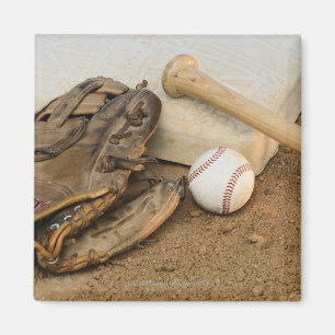 Aimant Base-ball, gant, et batte sur la base