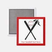 Aimant Baseball croisé chauves-souris et casquette noir,  (Recto/Verso)