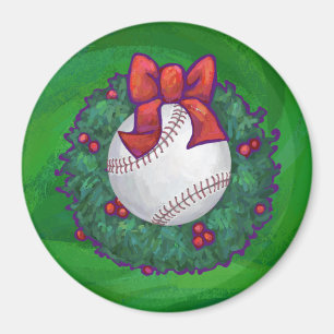 Aimant Baseball dans une couronne de Noël