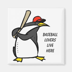 Aimant baseball de pingouin, amateurs de baseball vivent 
