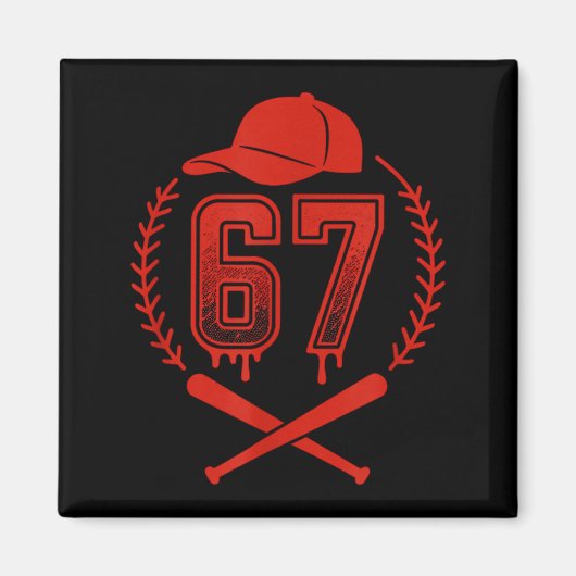 Aimant Baseball Drip Number 67 Player Or 67th Birthday  (Devant)