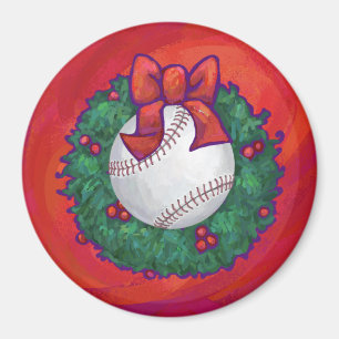 Aimant Baseball en couronne rouge