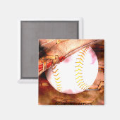 Aimant Baseball & Glove Grunge Style (Recto/Verso)