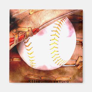 Aimant Baseball & Glove Grunge Style