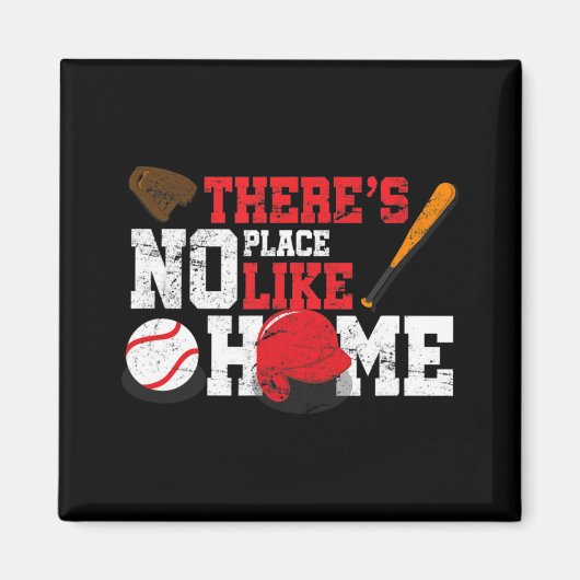 Aimant Baseball Il n'y a pas d'endroit comme la maison Ba (Devant)