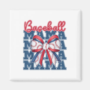 Aimant Baseball Mama Coquette Bow Sport Maman Fête des mè