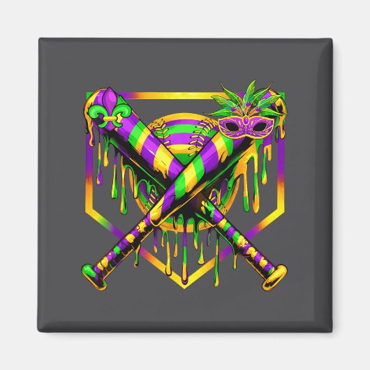 Aimant Baseball Mardi Gras Carnival Party Mask Ice Cream  (Devant)