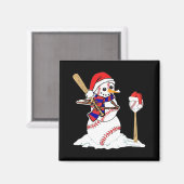 Aimant Baseball Noël Snowman Jouer Baseball (Recto/Verso)