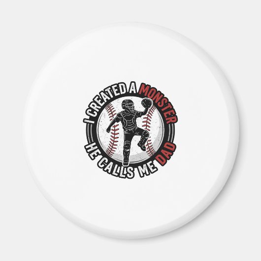 Aimant Baseball Papa Monstre Vintage Catcher Conception d (Devant)
