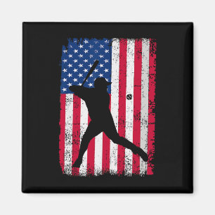 Aimant Baseball Patriotique 4 Juillet Hommes Drapeau Amér