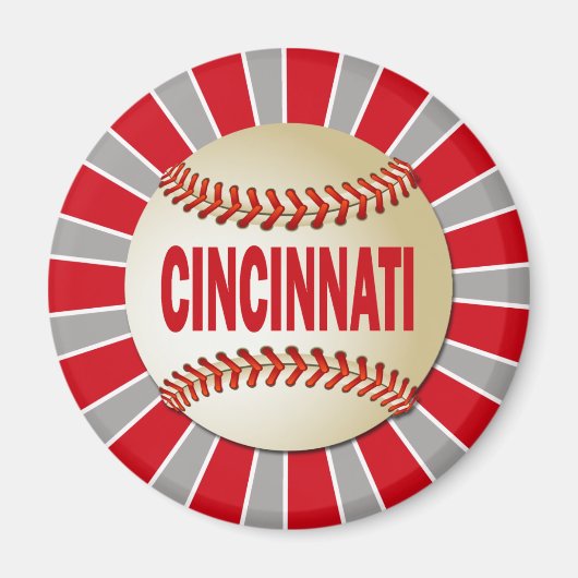 AIMANT BASEBALL RÉTRO CINCINNATI (Devant)