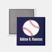 Aimant Baseball sur Navy Blue Name Sports Room Boys  (Recto/Verso)