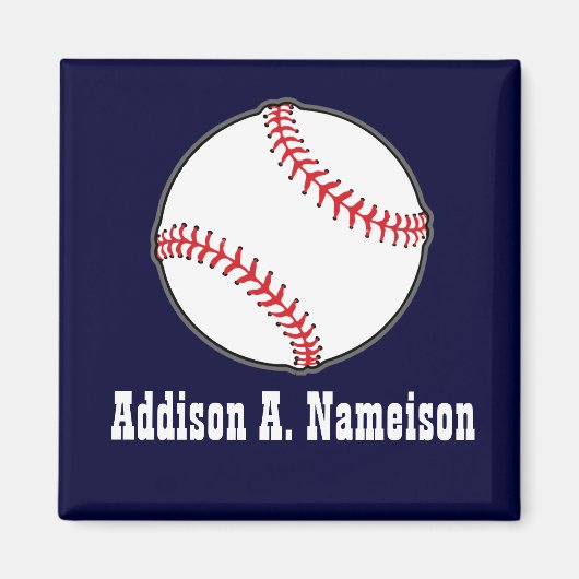 Aimant Baseball sur Navy Blue Name Sports Room Boys  (Devant)