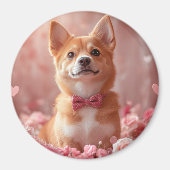 Aimant Basenji avec des roses - Saint-Valentin (Devant)