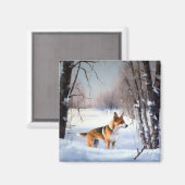 Aimant Basenji Laisser neiger Noël (Recto/Verso)