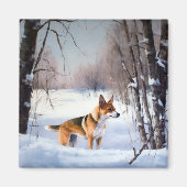 Aimant Basenji Laisser neiger Noël (Devant)