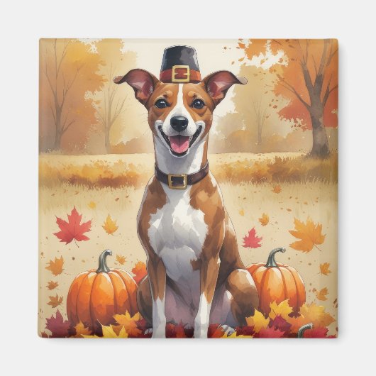 Aimant Basenji L'Automne Laisse L'Art Thanksgiving (Devant)