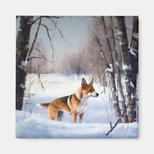 Aimant Basenji Qu'il neige Noël