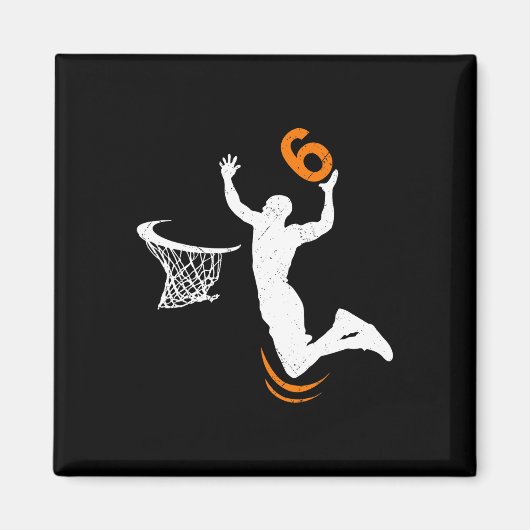 Aimant Basket-ball 6 ans Dunk 6 ans Fête Boys (Devant)