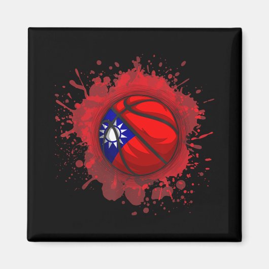 Aimant Basket-ball avec drapeau taïwanais (Devant)