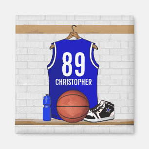 Aimant Basket-ball bleu et blanc personnalisé Jersey