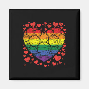 Aimant Basket-ball Coeur Gay Retro Pride Drapeau LGBT-Q P
