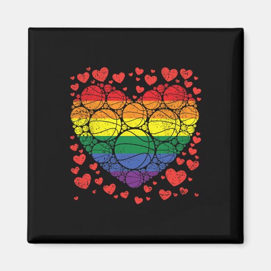Aimant Basket-ball Coeur Gay Retro Pride Drapeau LGBT-Q P (Devant)