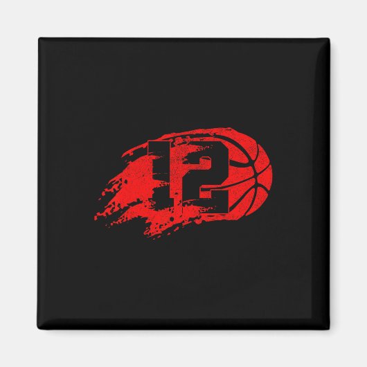 Aimant Basket-ball en détresse 12e 12 ans Anniversaire Pa (Devant)