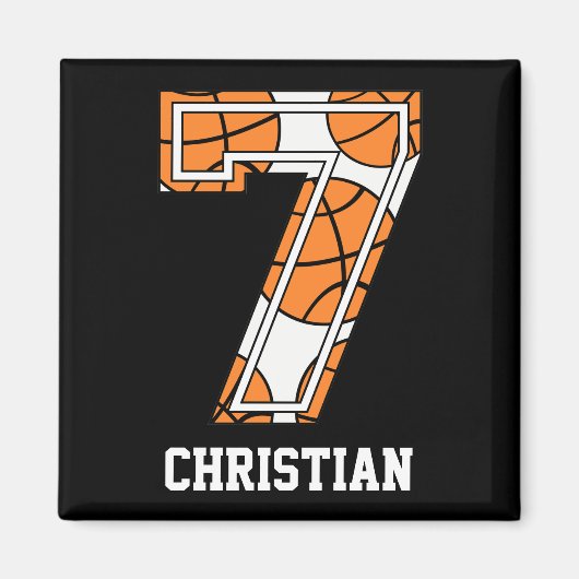 Aimant Basket-ball personnalisé numéro 7 (Devant)