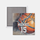 Aimant Basket-ball Votre nom (Recto/Verso)