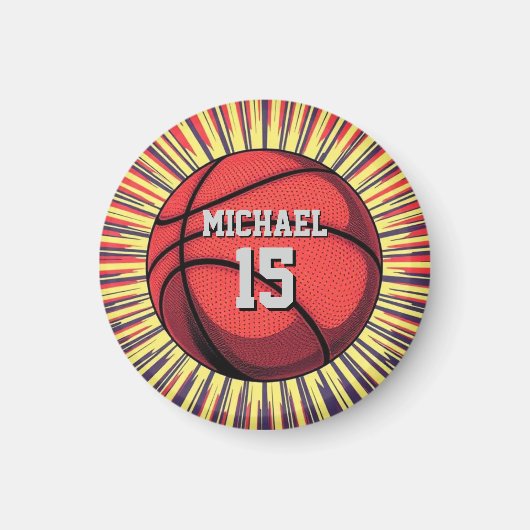 Aimant Basket-ball Votre nom Pop Art (Devant)