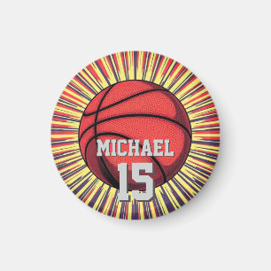Aimant Basket-ball Votre nom Pop Art