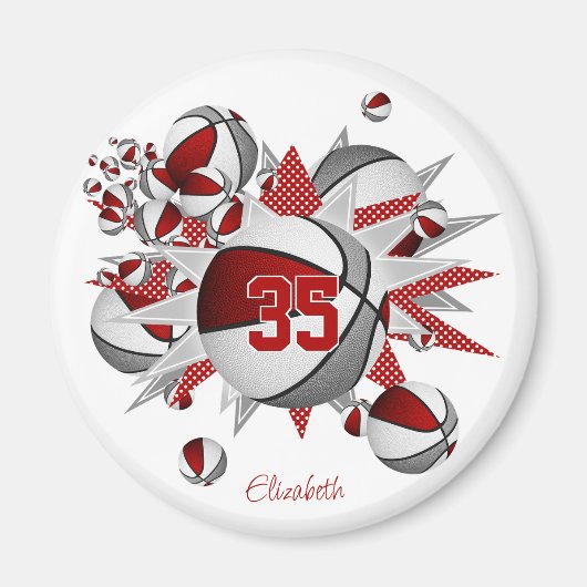 Aimant basket gris rouge stars acheter 1 ou acheter en éq (Devant)