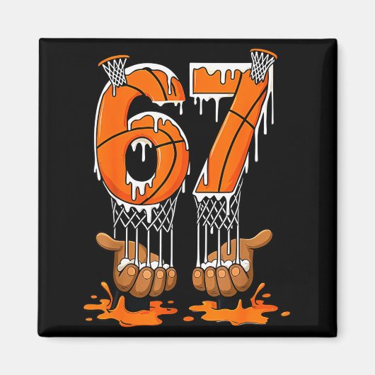 Aimant Basketball 67 Six Seven Drôle Gen Alpha Meme Drip (Devant)