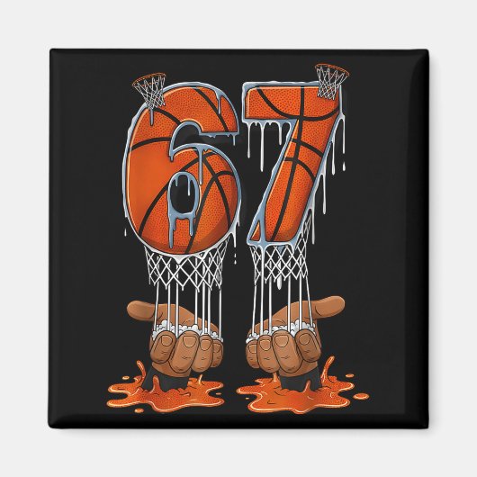 Aimant Basketball 67 Six Seven Funny Gen Alpha Meme Drip  (Devant)