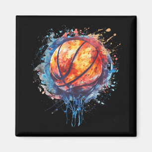 Aimant Basketball Aquarelle Artework Basketball Hop Colo