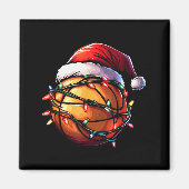 Aimant Basketball Christmas Lights Santa Hat Basketball P (Devant)