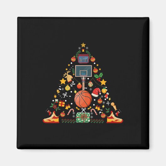 Aimant Basketball Funky Ball Hoop Christmas Tree Joyeux X (Devant)