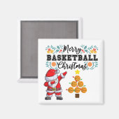Aimant Basketball Joyeux Noël avec le Père Noël (Recto/Verso)