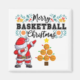Aimant Basketball Joyeux Noël avec le Père Noël
