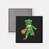 Aimant Basketball Leprechaun Jour de la Saint Patrick Gar (Recto/Verso)