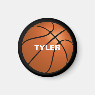 Aimant Basketball, nom DIY en blanc, noir